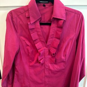 Express | Pink Ruffled Buttoned Blouse (Size Medium)